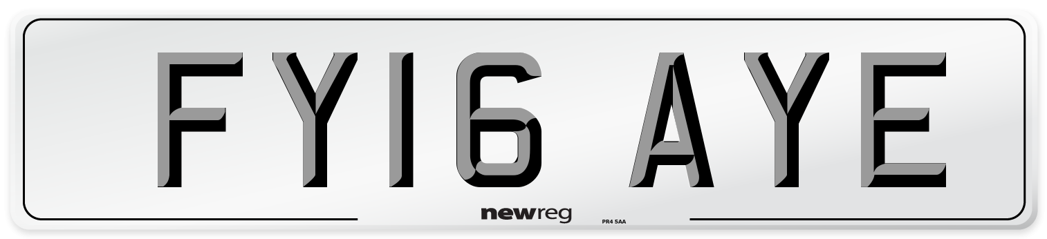 FY16 AYE Number Plate from New Reg